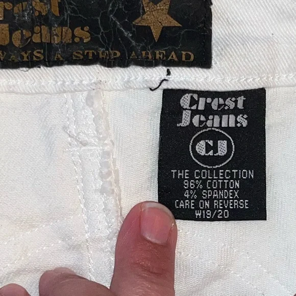 Crest Jeans White Black Embroider And Tie Woman’s NWT Size 19/20 Y2K Vibes Flare - Picture 2 of 6